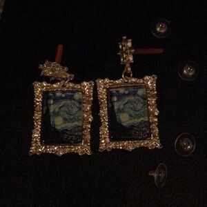 Gold Framed Starry Night Earrings